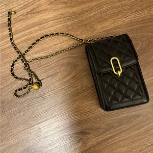 Black Quilted Crossbody Bag - vegan leather